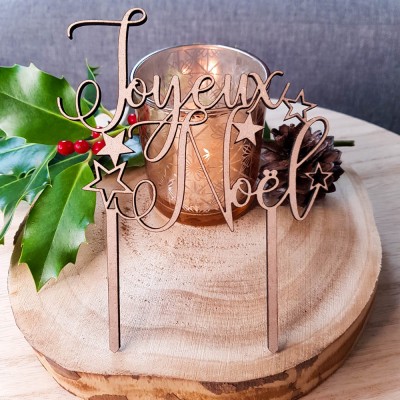 Cake topper en bois ou acrylique "joyeux Noël"