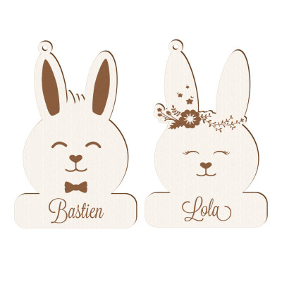Étiquettes décoratives de Pâques mademoiselle ou monsieur lapinou